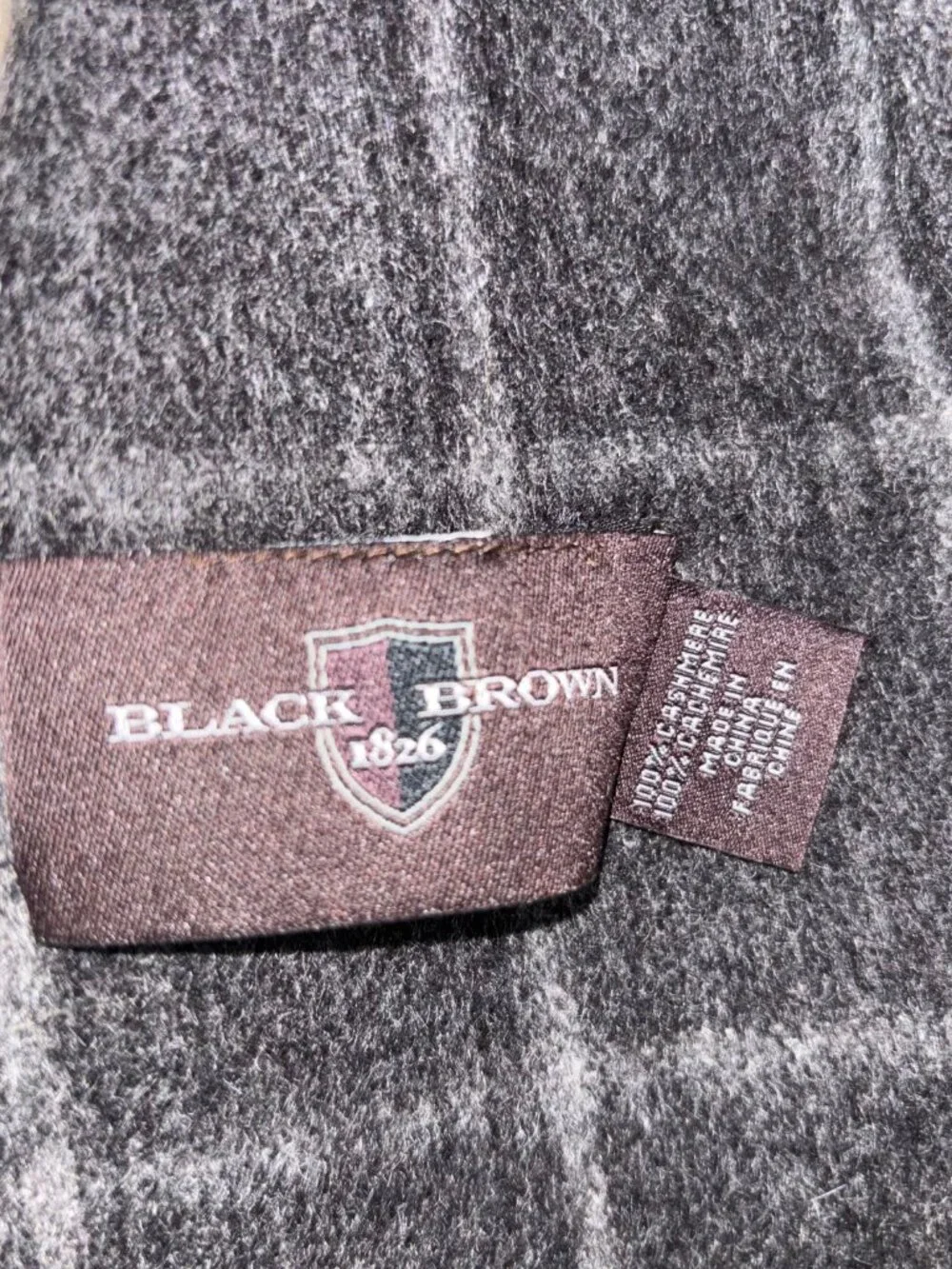 Black Brown 1826 Men's 100% Cashmere Plaid Scarf Gray 62